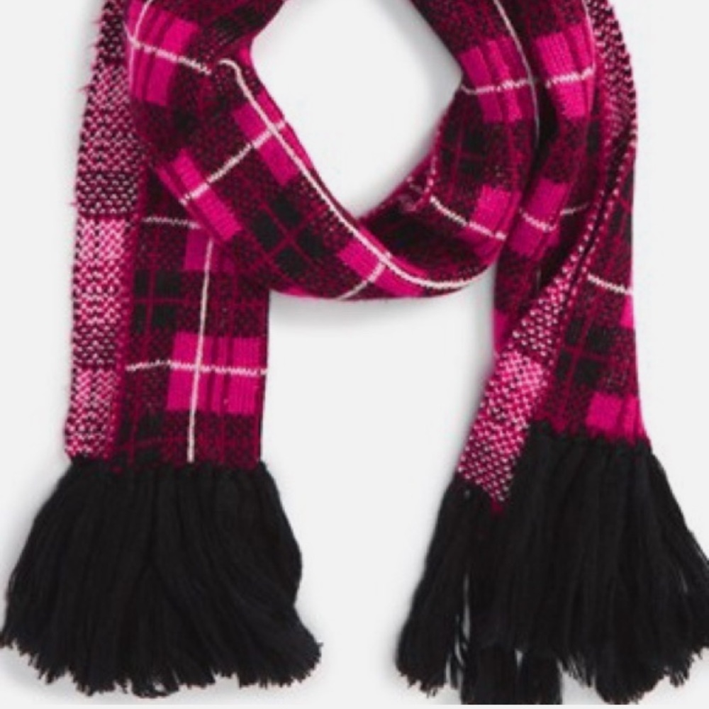 NWT Kate Spade Pink and Black Plaid Woodland Scarf - Picture 9 of 10